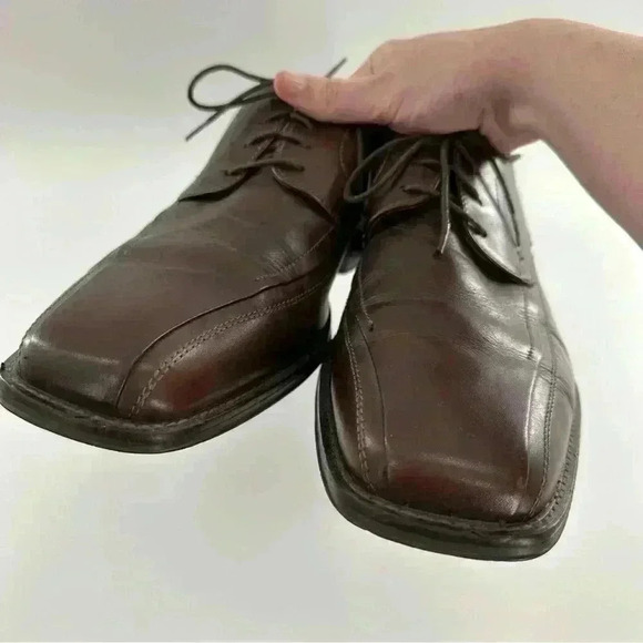 Johnson and Murphy mens oxfords size 10.5 brown leather square bicycle toe